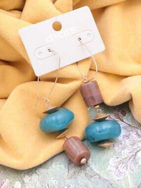Chico's Boho Statement Dangle Earrings Artisan Beaded